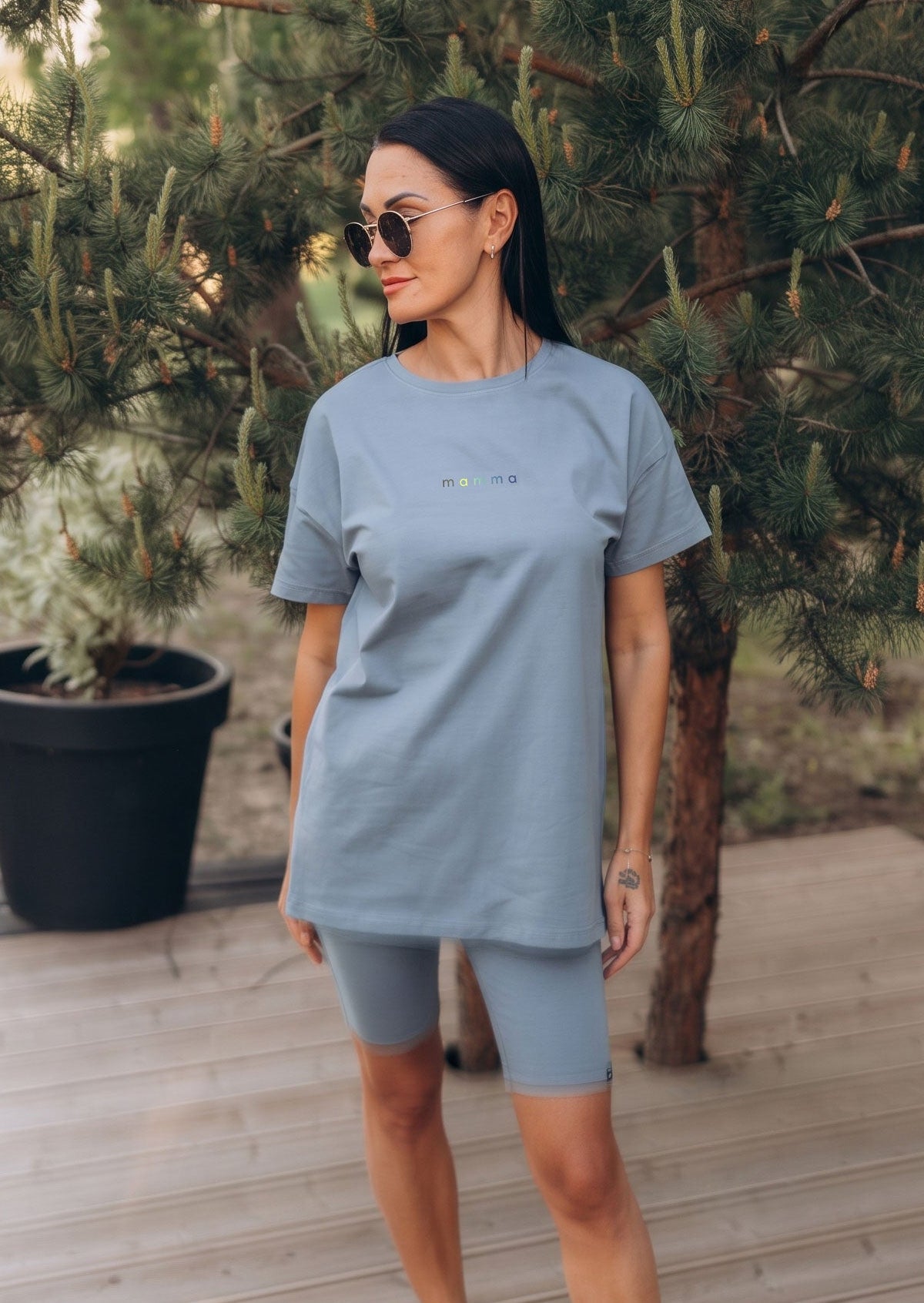 Zils OVERSIZE T-Krekls MAMMA (XS/S)
